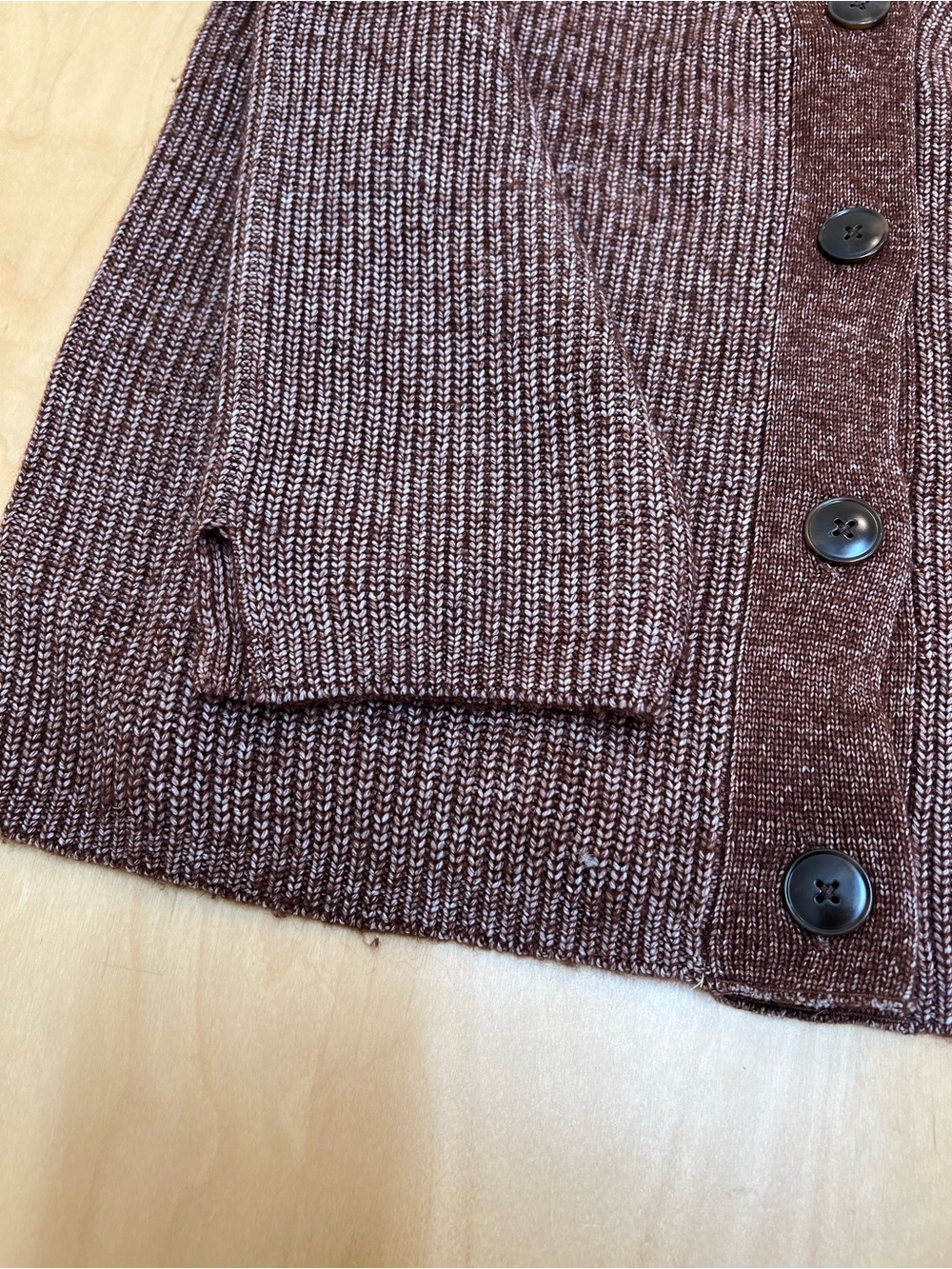 LOFT Brown Ribbed V-Neck Button Cardigan - Picture 3 of 9